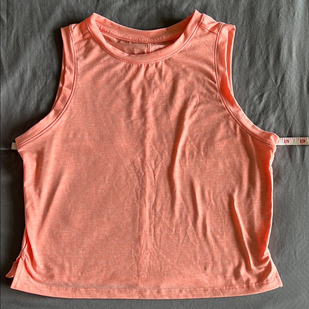 All in Motion Orange Pink Sleeveless Crop Muscle Tee